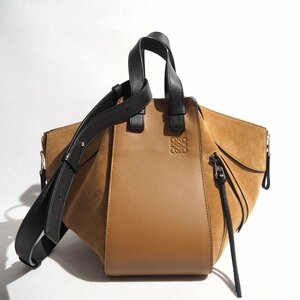 M8644P　▼LOEWE ロエベ▼ カーフ＆スエード コンビ ハンモックバッグ スモール Oak/Dark Gold ショルダーバッグ レザーバッグ rb mks