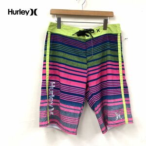 G613-W◆Hurley ハーレー 水着 サーフパンツ スイムウェア メンズ カジュアル ハーフ ボーター 派手◆size:34 マルチカラー ポリエステル