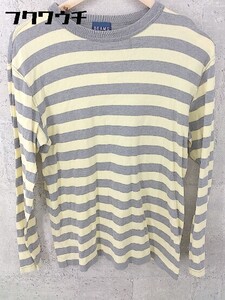 ◇ BEAMS ビームス ボーダー 長袖 Tシャツ カットソー M グレー イエロー系 # 1002798841949