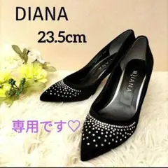 美品✨ダイアナ DIANA パンプス 23.5㎝ ブラック スエード スタッズ