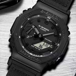 ☆送料無料★特価 新品★カシオ G-SHOCK 国内正規品 GA-2100BCE-1AJF ブラック ナイロンバンド 20気圧防水 耐衝撃 薄型 針 デジタル 腕時計