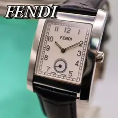 良品 FENDI スモセコ スクエア シルバー メンズ腕時計 1254