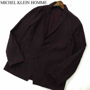 MICHEL KLEIN HOMME ミッシェルクラン オム 通年 ショールカラー★ チェック アンコン ジャケット Sz.L～XL位　メンズ　A3T12202_A#O