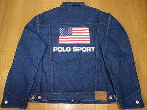 【送料無料 即決】POLO SPORT FLAG LOGO DENIM JACKET復刻ポロスポーツ Gジャン デニムジャケットUSAアメリカ星条旗XXL新品LIMITED EDITION