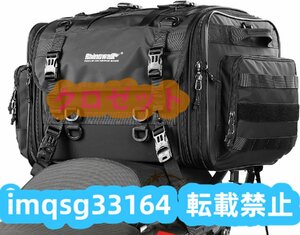 バイク用シートバッグ キャンプ 大容量40-60L テント泊 容量可変 盗難防止 レインカバー付き 撥水加工 折り畳んで収納 通勤通学 ブラック