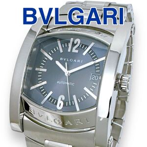 ブルガリ BVLGARI アショーマ AA48S ラージ 自動巻き メンズ 時計 腕時計 AT AUTOMATIC オートマ デイト 稼働 ネイビー文字盤 ブランド