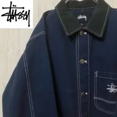 【激レア】STUSSY ステューシー　カバーオール　デニムジャケット　刺繍