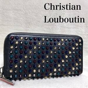 Christian Louboutin パネトーネ ラウンドファスナー スタッズ クリスチャンルブタン 長財布 カラフル レザー