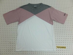 KITSON キットソン レディース 袖ロゴプリント カラー切替 半袖Tシャツ M(154-162) グレーピンク白