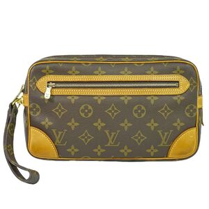 本物 ルイヴィトン LOUIS VUITTON LV マルリードラゴンヌ モノグラム クラッチバッグ セカンドバッグ ブラウン M51825