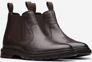 送料無料 Clarks 25cm チェルシー ブーツ ビジネス ダーク ブラウン サイド ゴア レザー スニーカー ローファー スリッポン スーツ XXX334