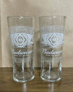 【未使用品】Budweiser バドワイザー ②個 ビアグラス コップ 高さ約16cm 口径約6.5cm