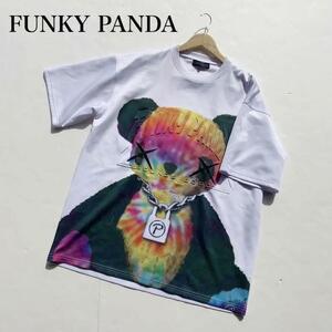 FANKY panda ファンキーパンダ ビックTシャツ ホワイト メンズ L ビックシルエット オーバーシャツ アニマル 半袖 パンダ 