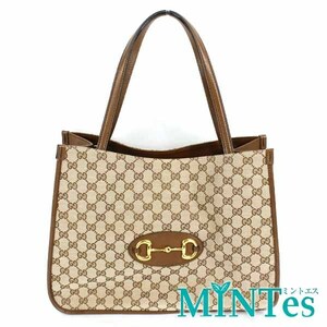 Gucci グッチ 623694 GGキャンバス ホースビット 1955 トートバッグ ベージュ キャンバス×レザー レディース 女性 デイリー 通勤通学