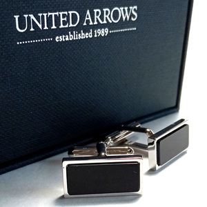 【uac63】UNITED ARROWS　ユナイテッドアローズ 　カフスボタン　カフリンクス　シルバー×ブラック　黒　オニキス　新品　定価13,200円