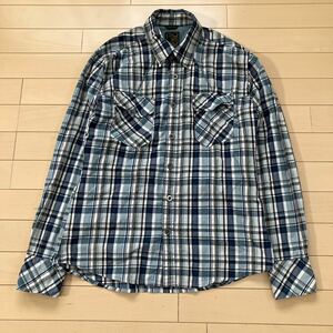 10.11 Lucky store ラッキーストア チェックシャツ ブルー M 長袖 トップス 長袖シャツ