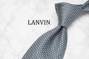 【美品】LANVIN ランバン A-706 グレー シルバー FRANCE フランス製 ブランド ネクタイ 良品 古着 卸 USED オールド SILK