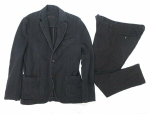 美品 CIRCOLO チルコロ 裏起毛 ストレッチ USED加工 2B シングル ジャケット+スラックスパンツ スーツ セットアップ 52 ブラック