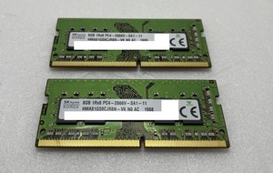 M012【送料無料】ノート用メモリ SK hynix 16GB(8GB×2枚) DDR4 PC4-2666V 中古動作品