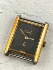 S17 三 稼働品 1円～ カルティエ Cartier マストタンク 黒文字盤 SV925 手巻き レディース 腕時計