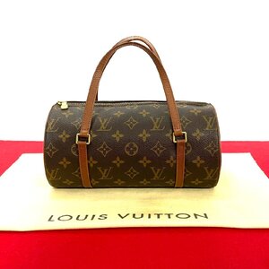 ほぼ未使用 LOUIS VUITTON ルイヴィトン ヴィンテージ パピヨン モノグラム レザー 本革 ハンドバッグ ミニ ボストンバッグ ブラウン 24155