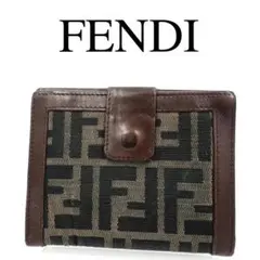 FENDI フェンディ 折り財布 ズッカ FF柄 Wホック ブラウン系 レザー