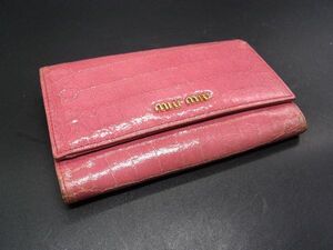 miumiu ミュウミュウ レザー 三つ折り 財布 ウォレット 小銭入れ 札入れ レディース ピンク系 DG7048