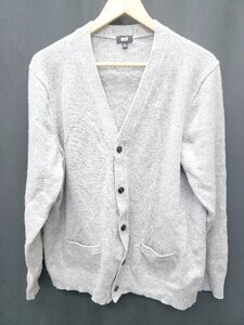 ◇ ⊇ UNIQLO ユニクロ ウール ゆったり 長袖 ニット カーディガン サイズXL グレー メンズ P