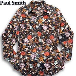 極美品/入手困難◎ ポールスミス Paul Smith COLLECTION 長袖シャツ ドレスシャツ 花柄 フラワー 総柄 マルチカラー メンズ 秋冬◎