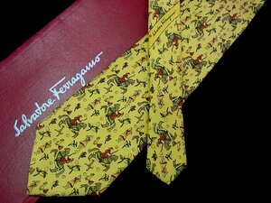 ♪今週の特売980円～♪2293♪良品【Ferragamo】フェラガモ【男性 鳥 犬 馬 動物 花 葉っぱ 植物 柄】ネクタイ♪