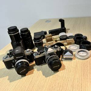 #9563 NIKON　フィルムカメラ　一眼レフ　NIKON　FE　F2　本体　取り換えレンズ　付属品　一式　まとめ売り　シャッター音確認済