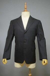 008D/美品 秋冬 総裏 背抜き HARDY AMIES TAILOR JUN シングル3B ウール ストライプ テーラード ジャケット 黒/日本製 メンズ シャツ