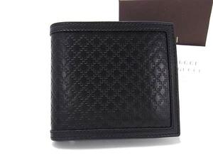 1円 ■極美品■ GUCCI グッチ 237359 レザー 二つ折り 財布 ウォレット 札入れ 小銭入れ カード入れ メンズ ブラック系 FJ2328