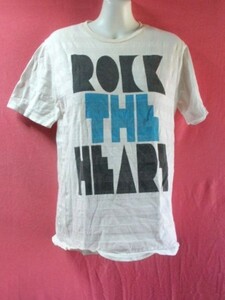 USED・難有り ROLK THE HEART Ｔシャツ サイズＭ 白色