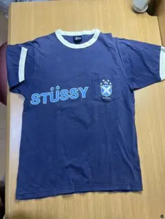 old STUSSY ネイビー サッカー Tシャツ Sサイズ