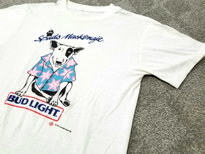 レア 良好 80s USA製 BUDLIGHT SPUDS MACKENGIE バドワイザー スパッズマッケンジー Tシャツ M バド犬 80年代 アメリカ製 ビンテージ企業物