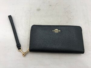 【COACH】コーチ　ラウンドジップ　長財布　ブラック　レザー　SY02-EGP