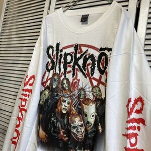 AWUC 1スタ 白 バンド Tシャツ 長袖 ロンT スリップノット Slipknot ロック 90s 00s ビンテージ 古着 卸 仕入れ kg