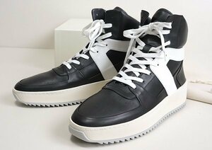 未使用 FEAR OF GOD ◆BASKETBALL SNEAKER ハイカットスニーカー 黒×白 47サイズ (付属品あり) レザー シューズ フィアオブゴッド ◆Z-5