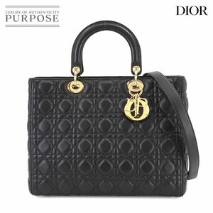 未使用 展示品 クリスチャン ディオール Christian Dior レディディオール ラージ ハンド ショルダー バッグ レザー ブラック 90229461