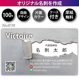 名刺 名刺作成 名刺印刷 100枚 片面 フルカラー 紙ケース付 No.0750