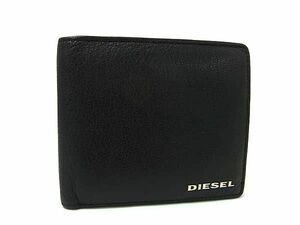 1円 ■美品■ DIESEL ディーゼル レザー 二つ折り 財布 ウォレット 小銭入れ 札入れ メンズ ブラック系 BI2657