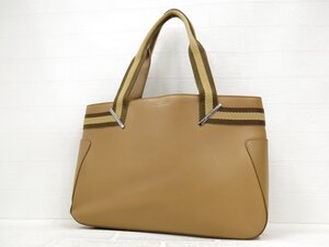 ◆美品◆GUCCI グッチ◆カーフ レザー 本革◆トート ハンド バッグ◆キャメル ブラウン シルバー金具◆イタリア製◆B5サイズ収納◆A9540