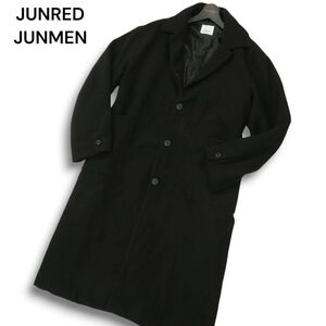 JUNRED JUNMEN ジュンレッド ジュンメン 秋冬★ ウールライク ロング チェスター コート Sz.L　メンズ 黒　A4T12449_B#N