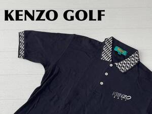 ☆送料無料☆ KENZO GOLF ケンゾー ゴルフ 古着 半袖 ポロシャツ メンズ 1 ブラック 日本製 トップス 中古 即決