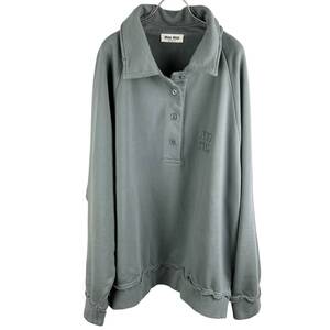 MIUMIU(ミュウミュウ) Damaged Layer Design Longsleeve POLO Shirt (grey)