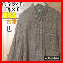 USA 古着 ハンガリー製 Oshkosh ネルシャツ オレンジ ブラック L