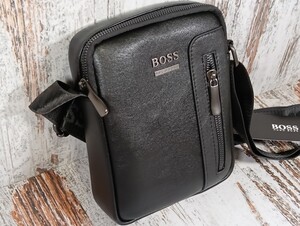 HUGO BOSS　ボス　サコッシュ　 ショルダーバッグ　オールレザー　ブラック