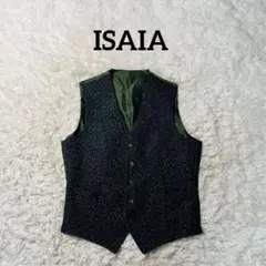 ISAIA wool/nylon ネップ ジレ ベスト グリーン イタリア製