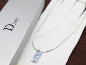 【極美品】青 トロッター◎Christian Dior ネックレス ロゴ クリスチャン ディオール ヴィンテージ アクセサリー レディース 結婚式 i3